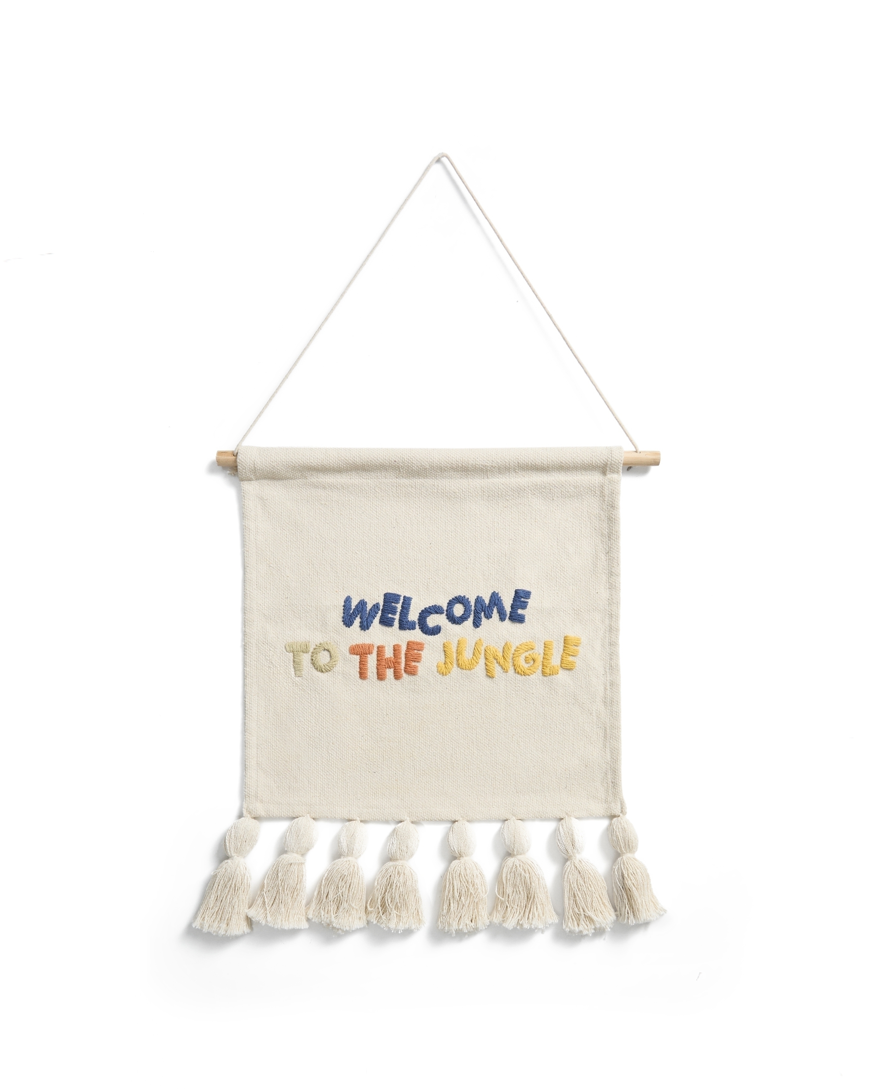 Настенный гобелен из хлопка Tandani бежевого цвета с разноцветными буквами и бахромой, 40 x 50 см La Forma (ex Julia Grup)