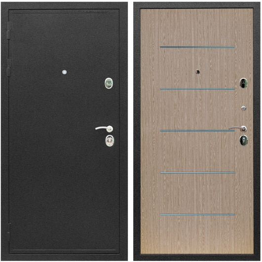 Дверь входная Graf Престиж Черный шелк / МДФ 6 мм В-03 молдинг Венге светлый