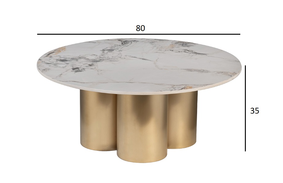 Стол журнальный круглый керамогранит белый Garda Decor 76AR-63042