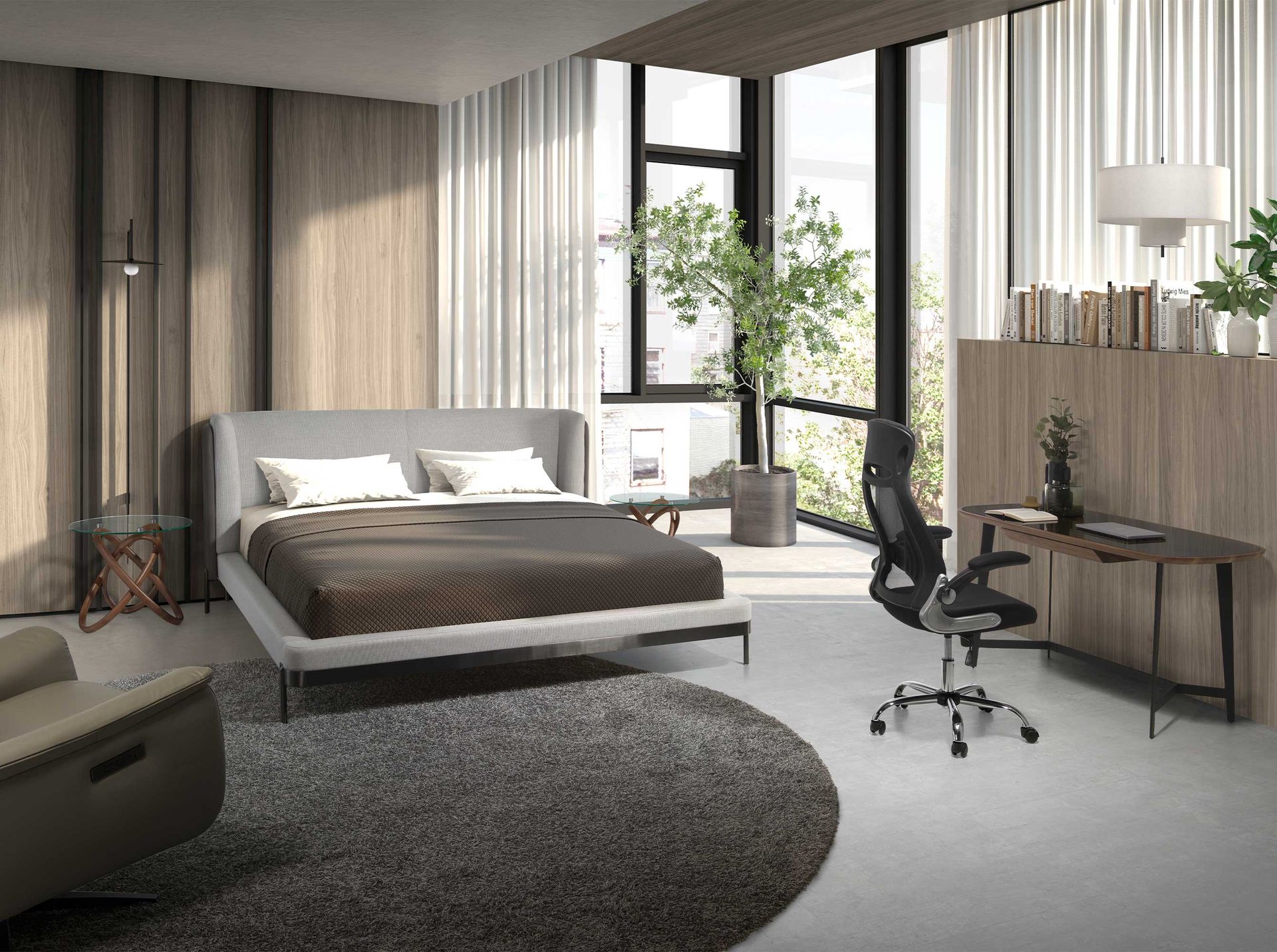 Приставной столик 2126/LT20051 из стекла и ореха Angel Cerda