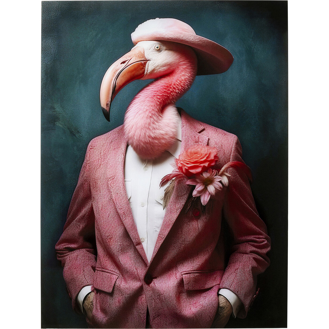 Картина стеклянная Mister Flamingo 120x160 см KARE 56278