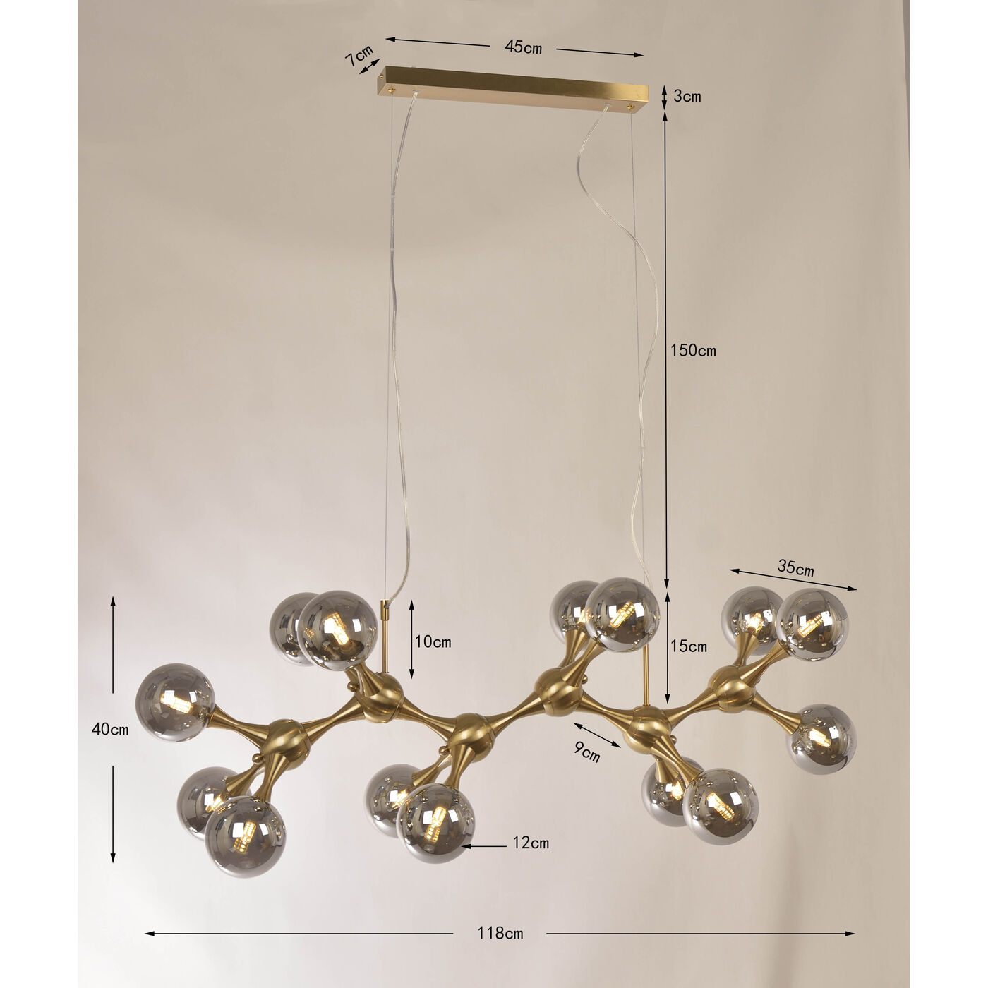 Светильник подвесной Atomic Balls Brass 190cm KARE 56676