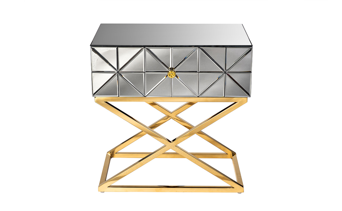 Тумбочка зеркальная с выдвижным ящиком Garda Decor KFG090