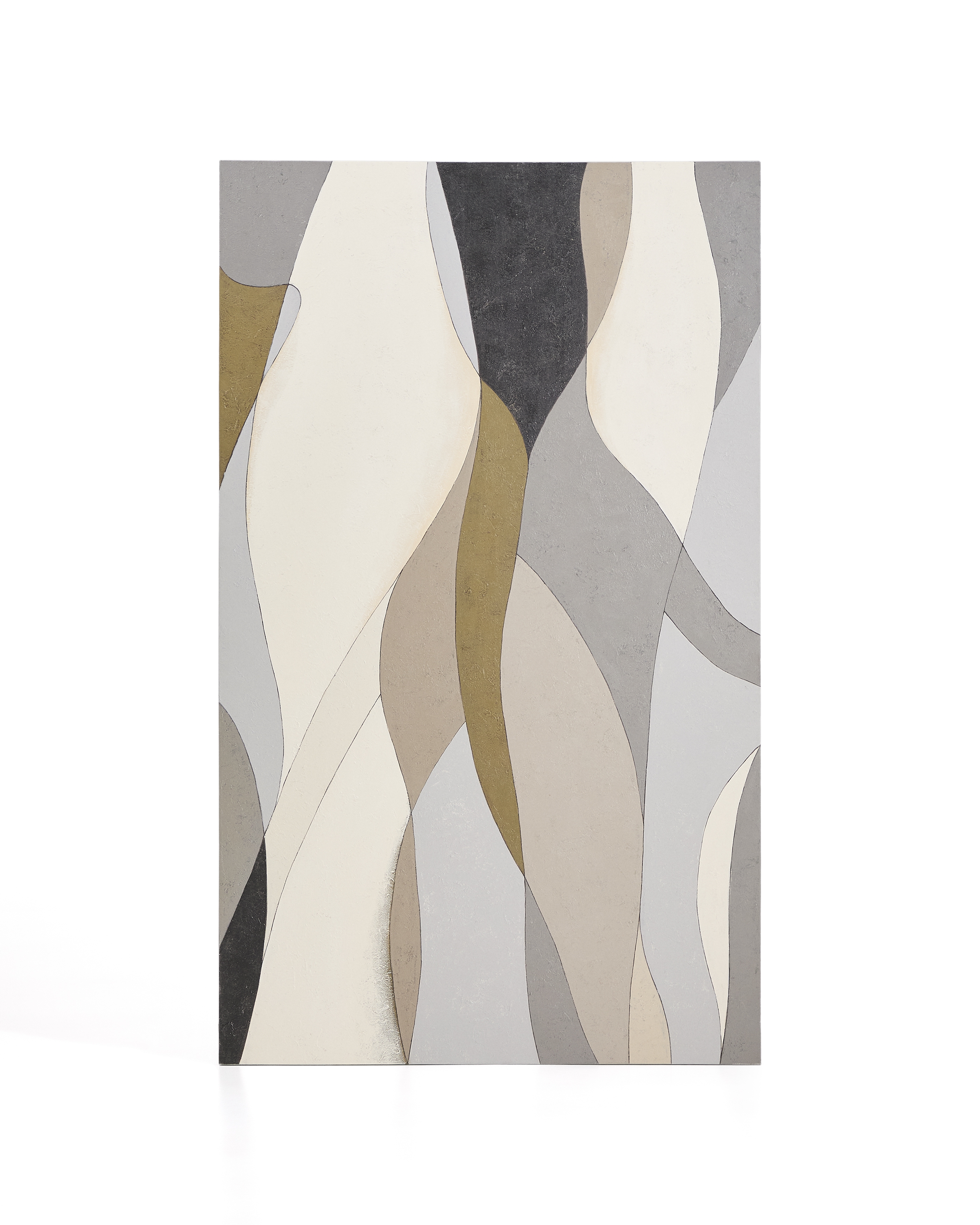 Абстрактный холст Marvilo серо-горчичного цвета 120 x 200 см La Forma (ex Julia Grup)