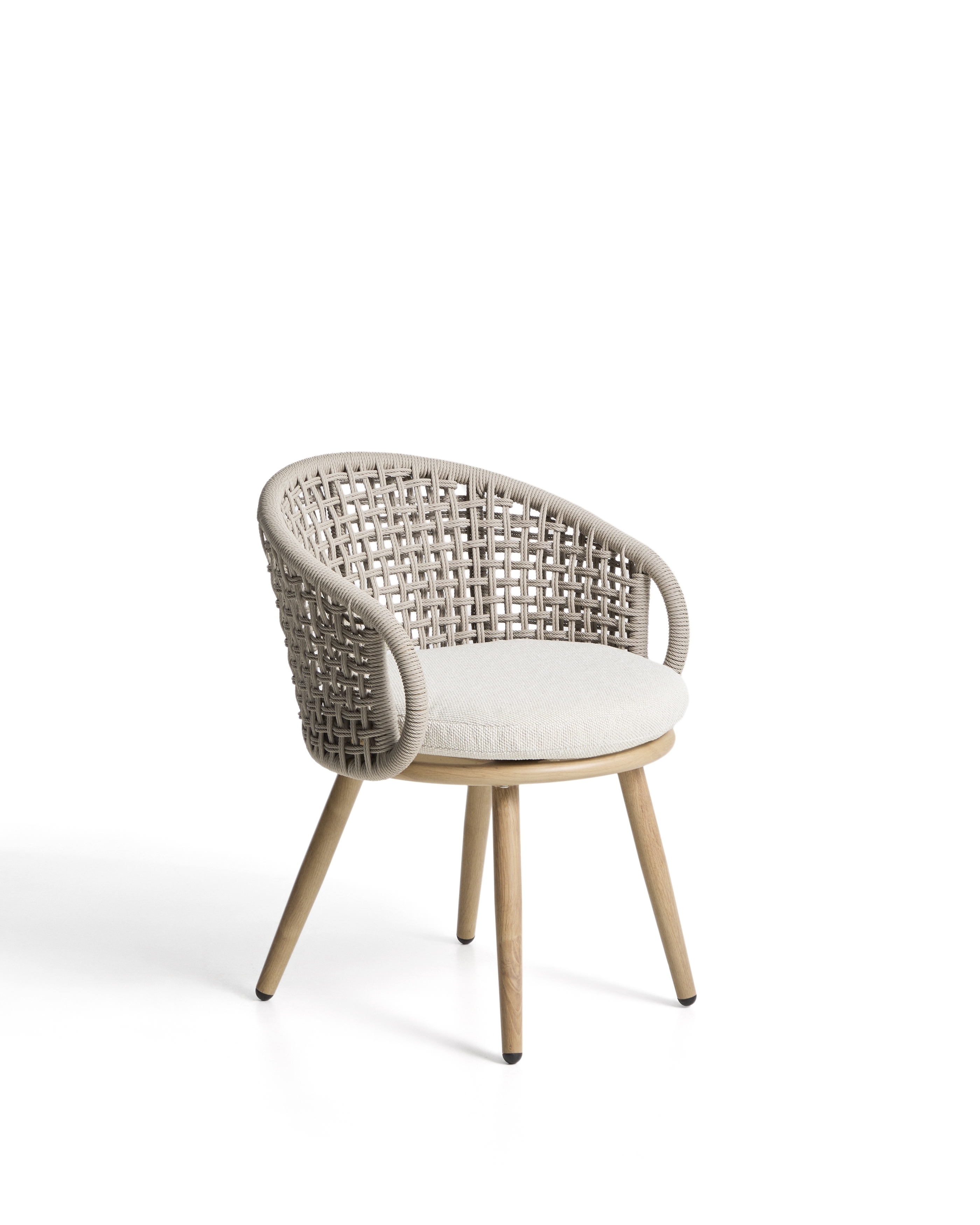 Уличный стул Lidario из алюминия с отделкой под дерево и бежевой веревки La Forma 482281