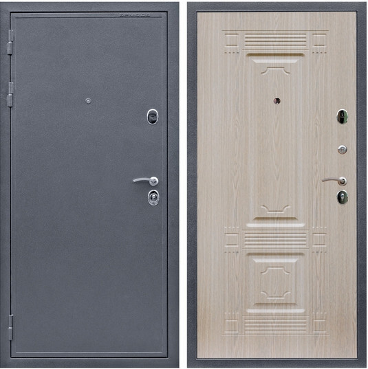 Дверь входная Graf Лондон Антик серебро / МДФ 16 мм ФЛ-2 Дуб беленый