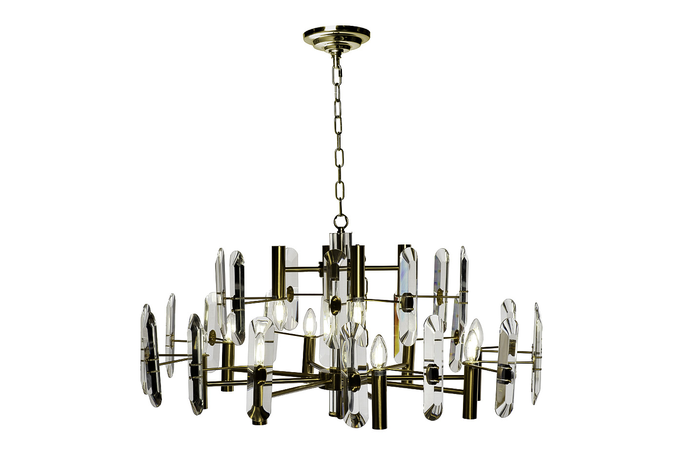 Люстра подвесная прозрачное стекло/латунь Garda Decor 92EL-YG60400-8+4P