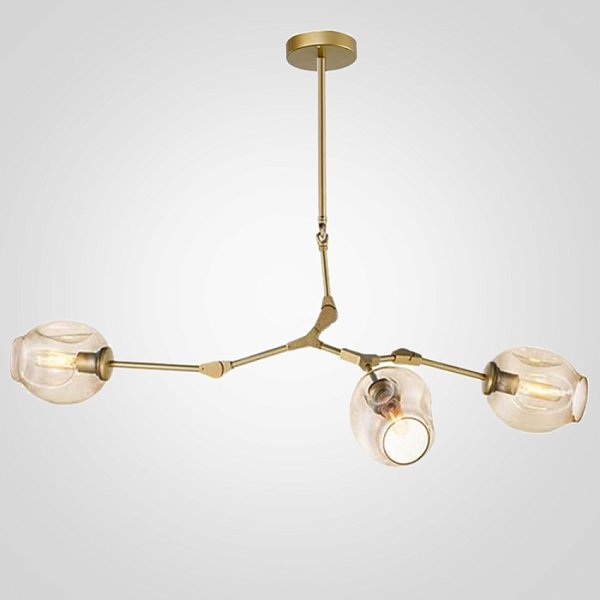 Люстра Сrumpled Glass Bubble Chandelier Gold 3 плафона прозрачный by ImperiumLoft