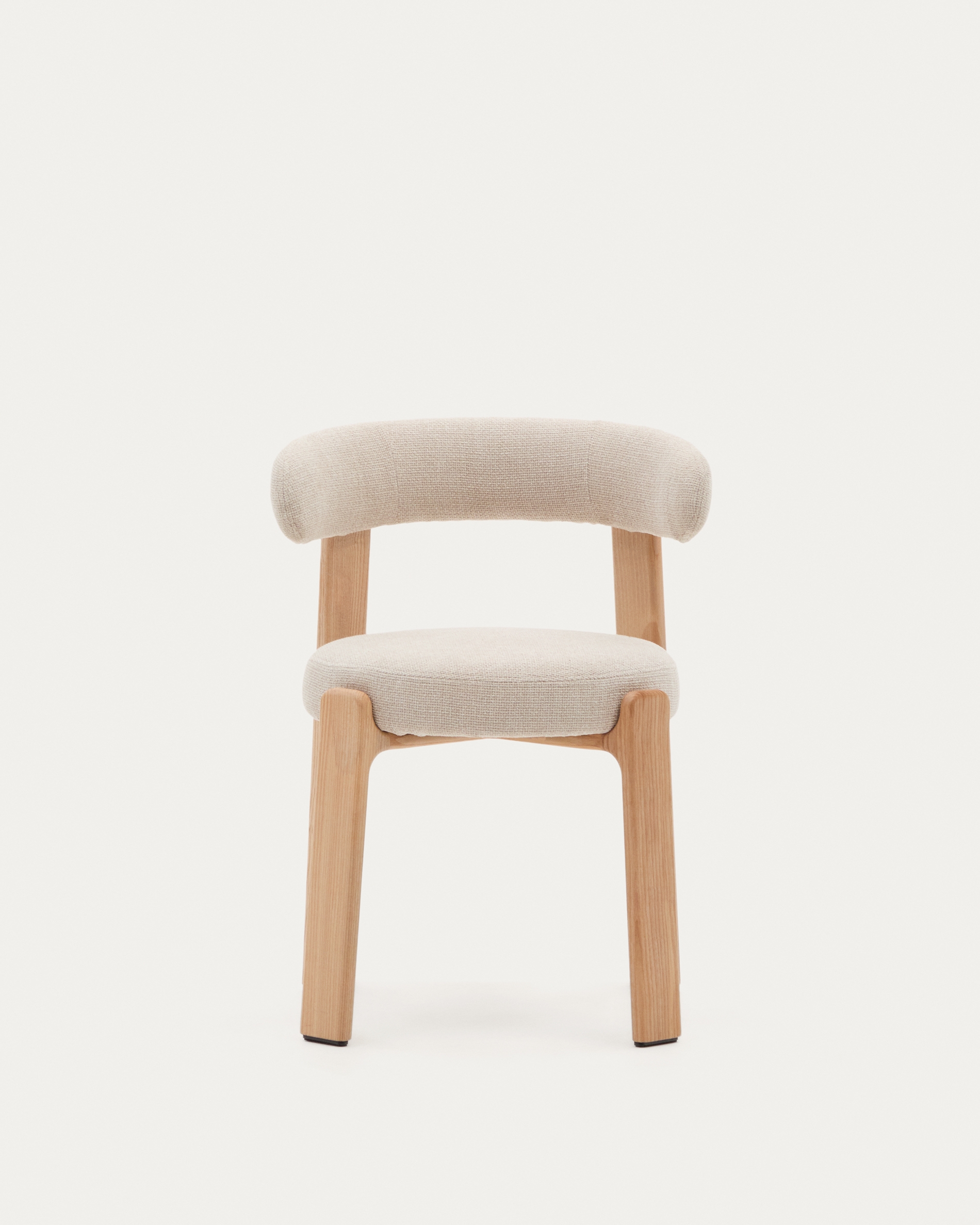 Granite Стул на 4 ножках из бежевого шенилла и массива ясеня в натуральной отделке La Forma (ex Julia Grup)