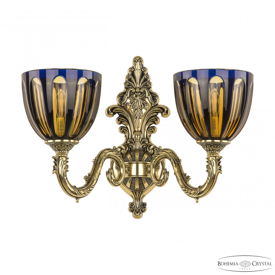 Бра бронзовые 7101B14/2/175 GB P1 U Amber-Blue/H-1H Bohemia Ivele Crystal