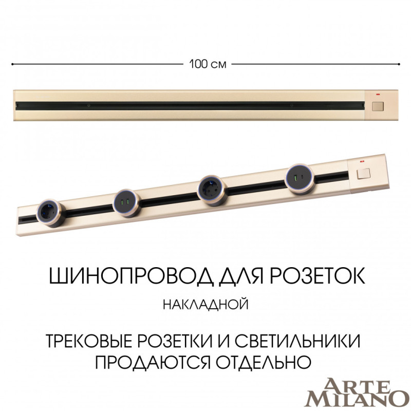 Трековая система розеток Arte Milano 385201TOB/100 Gold