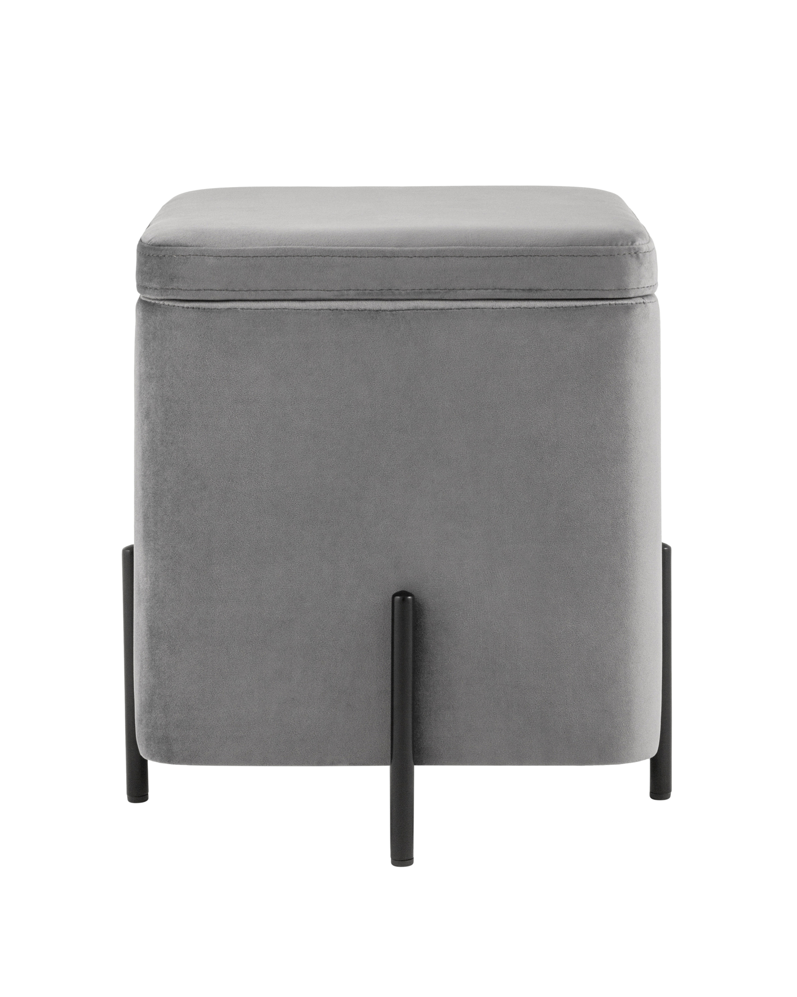 Пуф Грейс квадрат с ящиком велюр серый Stool Group