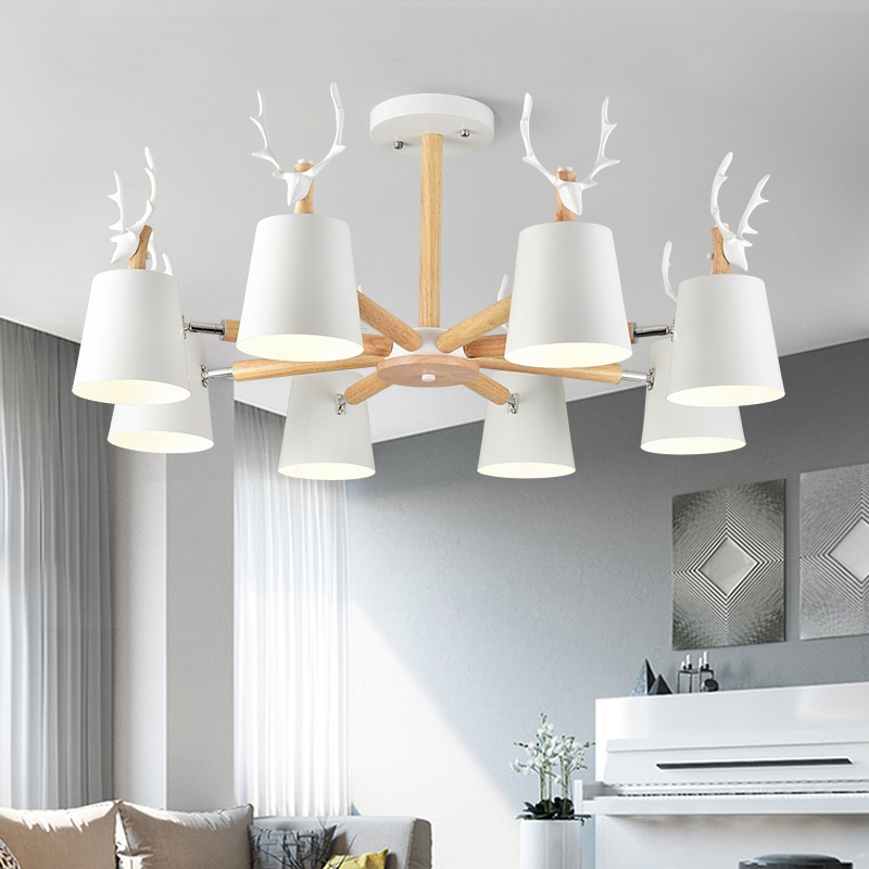 Потолочная люстра с рожками DEER B3 White by ImperiumLoft