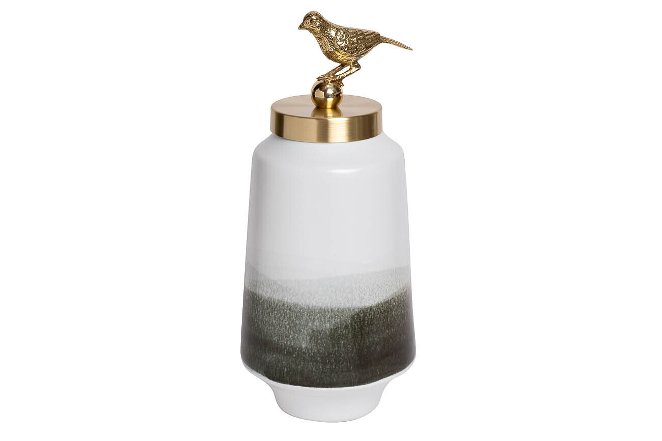 Ваза керамическая с крышкой бело-серая Garda Decor 55RD2876M