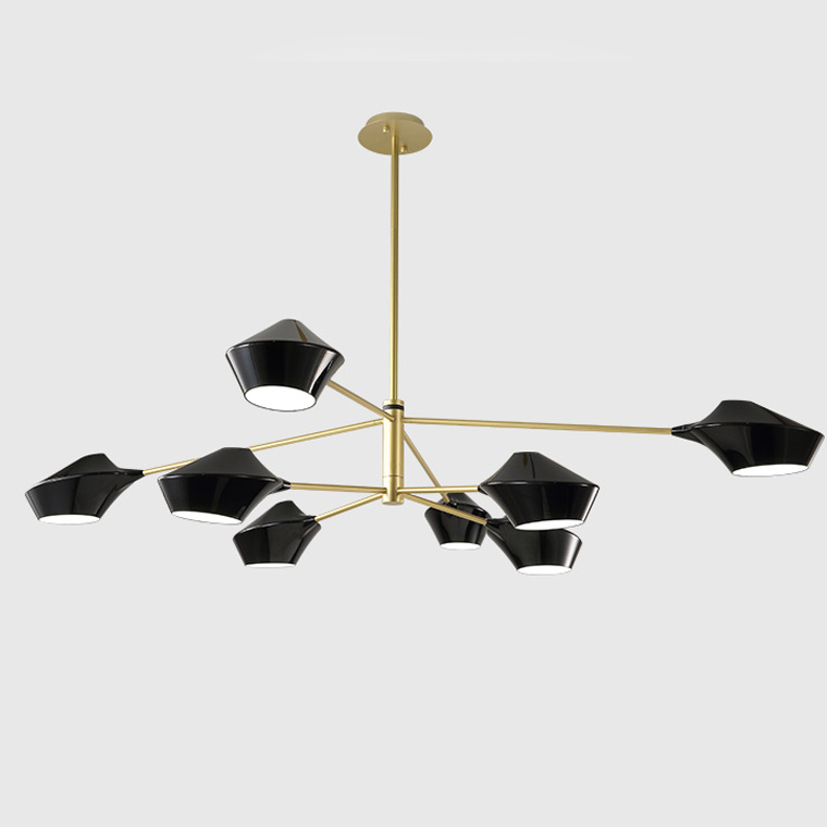 Люстра на штанге LANT D150 8 lamps Gold/Black by ImperiumLoft