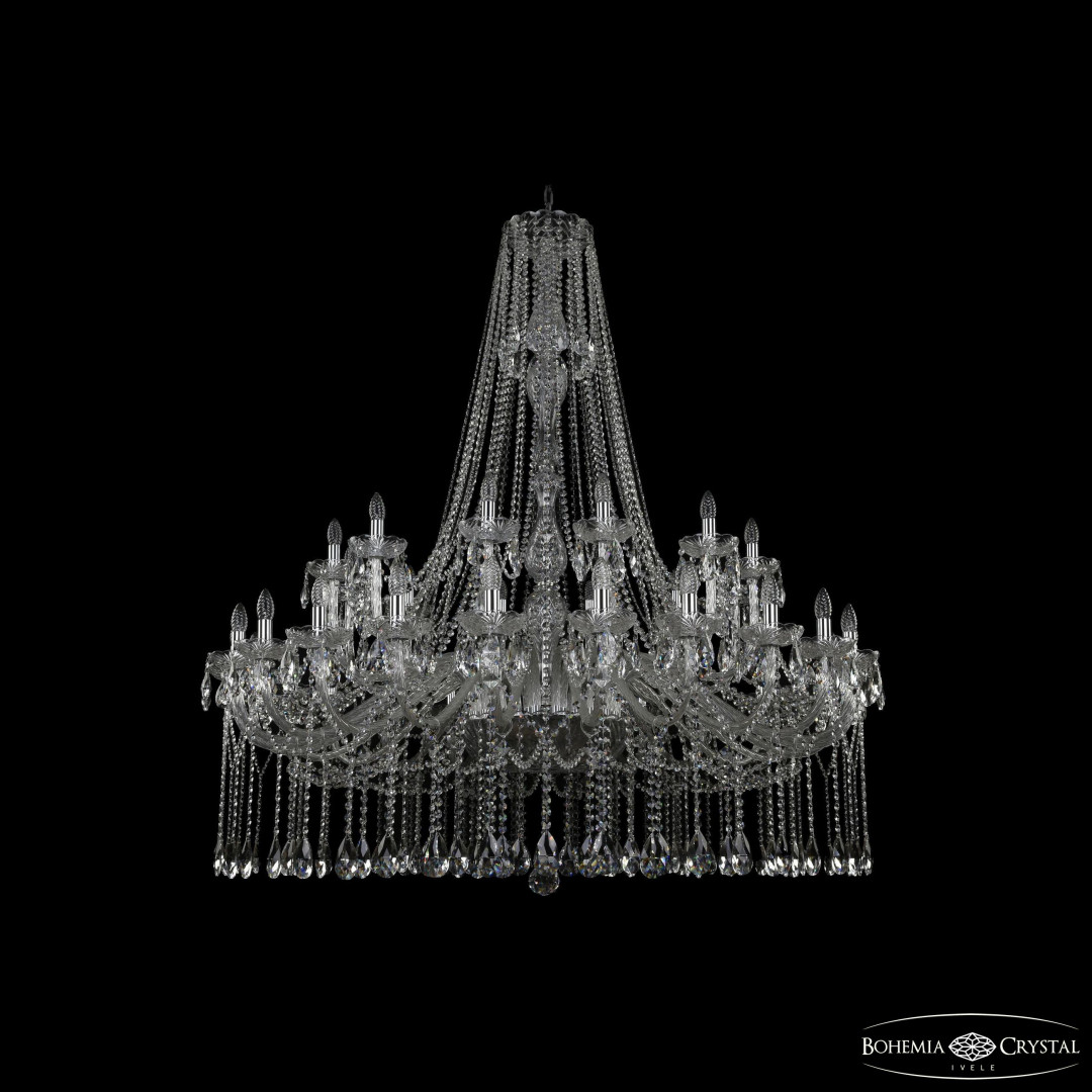 Люстра хрустальная 1413/24+12/530/h-160 Ni