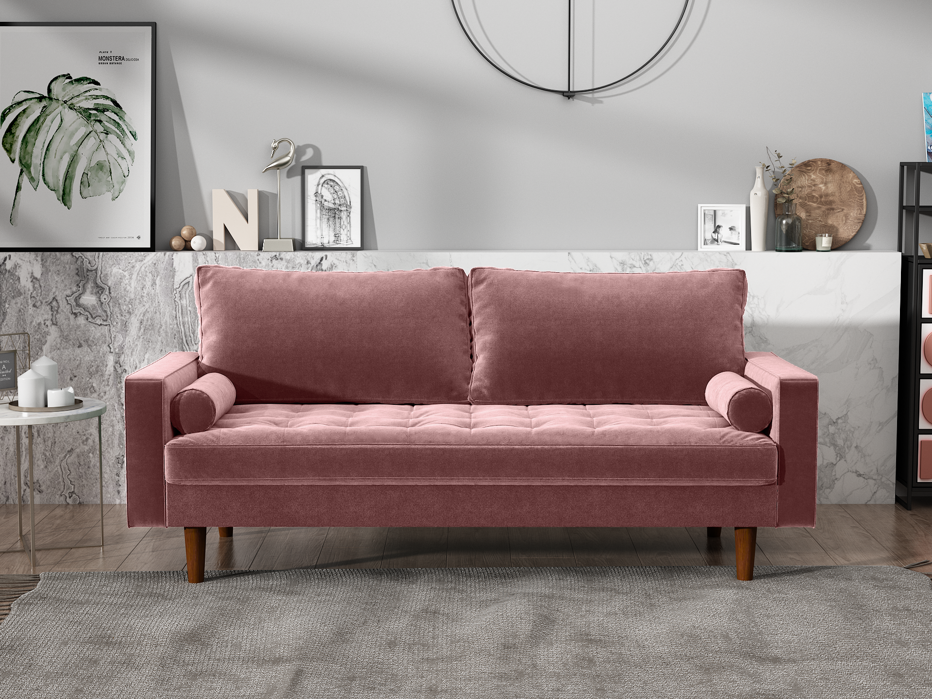 Диван Scott трехместный пыльно-розовый Bradex Home FR 0477