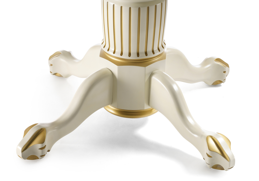 Стол деревянный Woodville Альфред 110(160)х110х80 слоновая кость с золотой патиной 450827