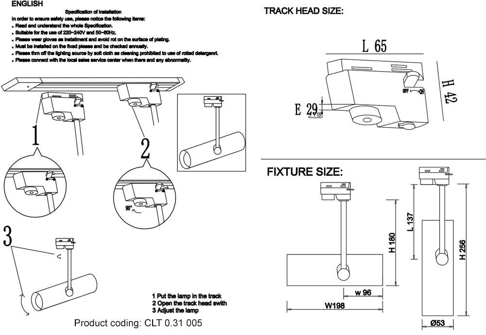 Cветильник трековый однофазный Crystal Lux CLT 0.31 005 WH