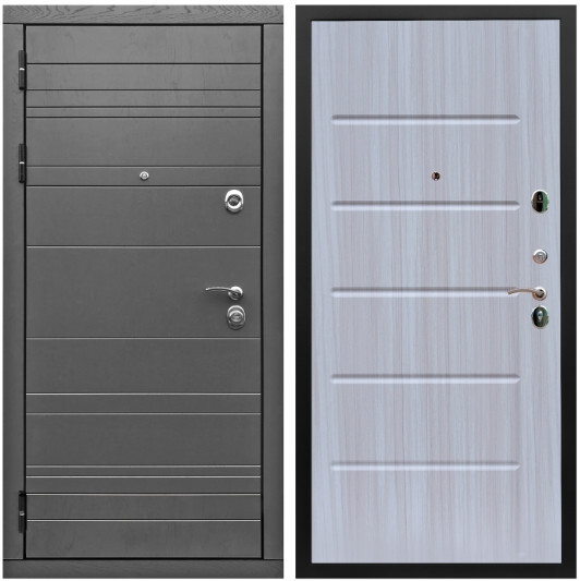 Дверь входная Graf Роял Вуд МДФ 10 мм Роял Вуд графит / МДФ 16 мм ФЛ-102 Сандал белый