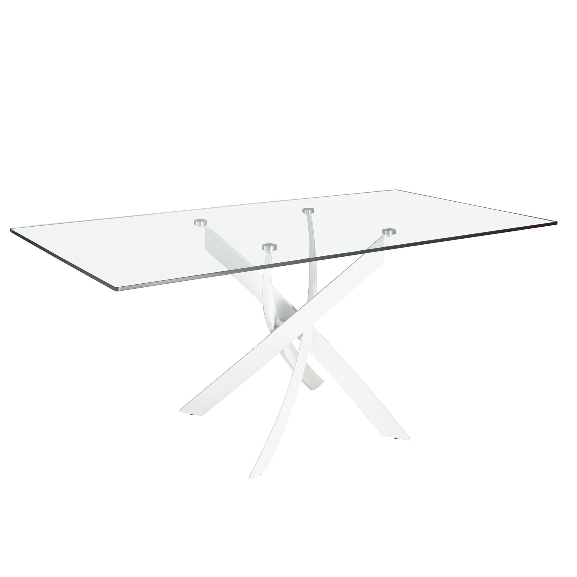 Прямоугольный обеденный стол 1138/F2133-BLANCO 150x95 стеклянный с белыми ножками Angel Cerda