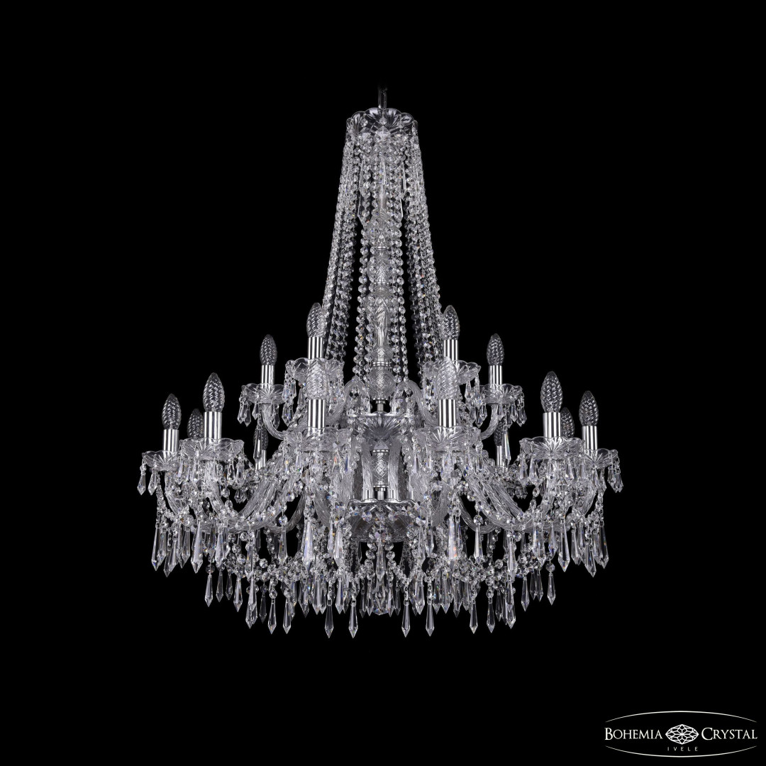 Люстра хрустальная 1403/12+6/300/h-100/2d Ni