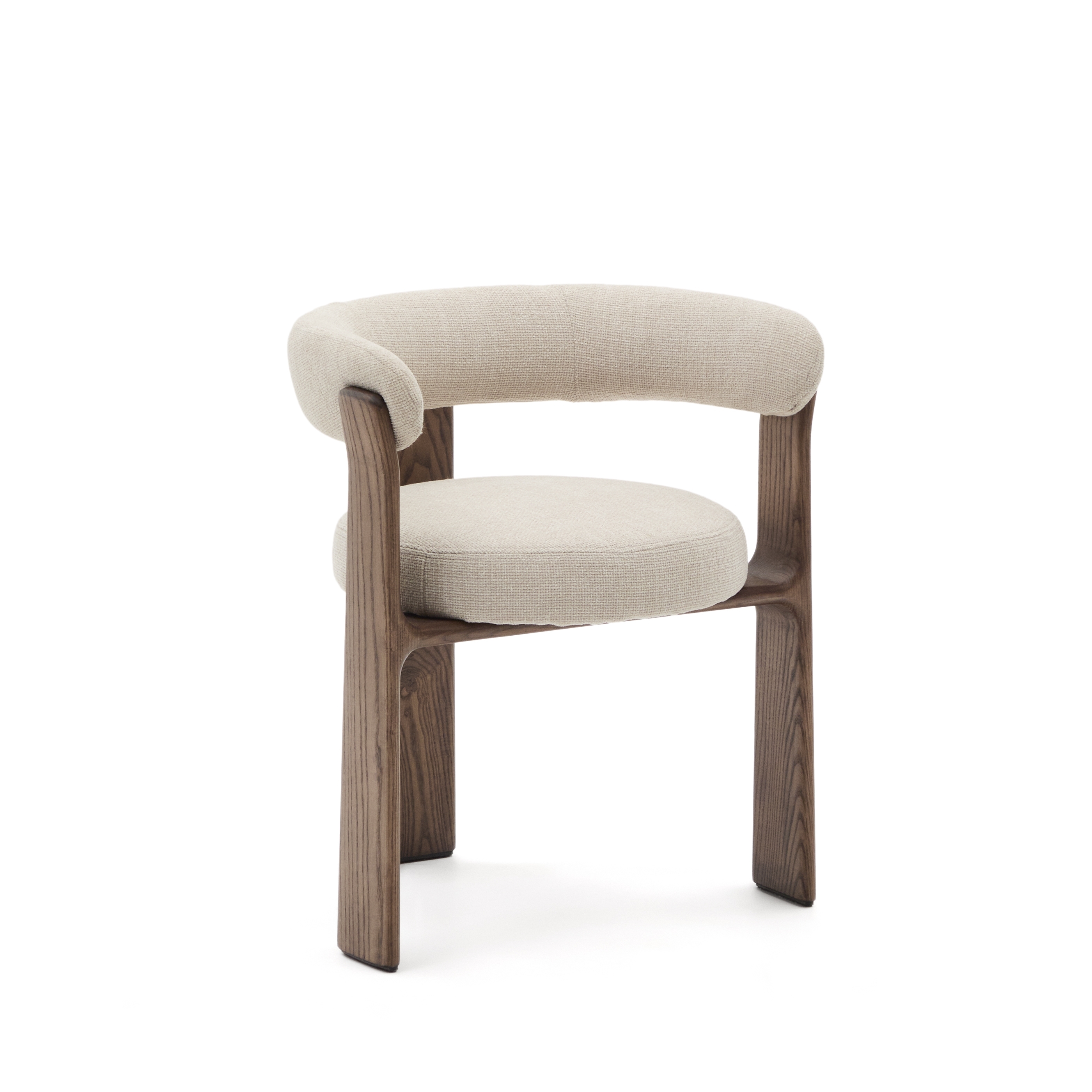 Granite Стул на 3 ножках из бежевого шенилла и массива ясеня в отделке орех La Forma (ex Julia Grup)