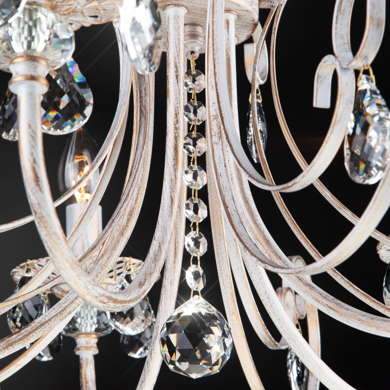 Подвесная люстра Eurosvet 3305/5 белый с золотом/прозрачный хрусталь Strotsk