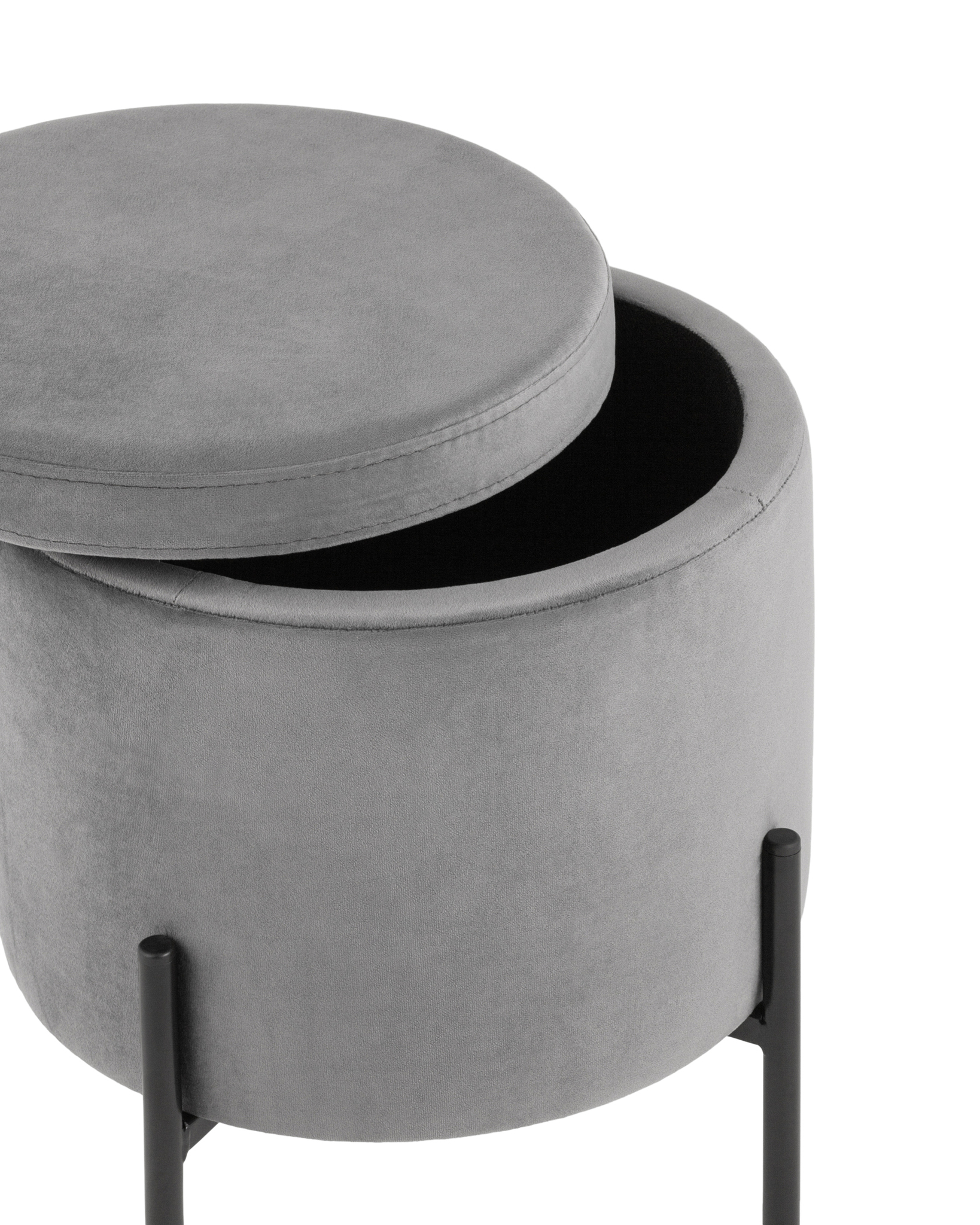 Пуф Грейс с ящиком велюр серый Stool Group