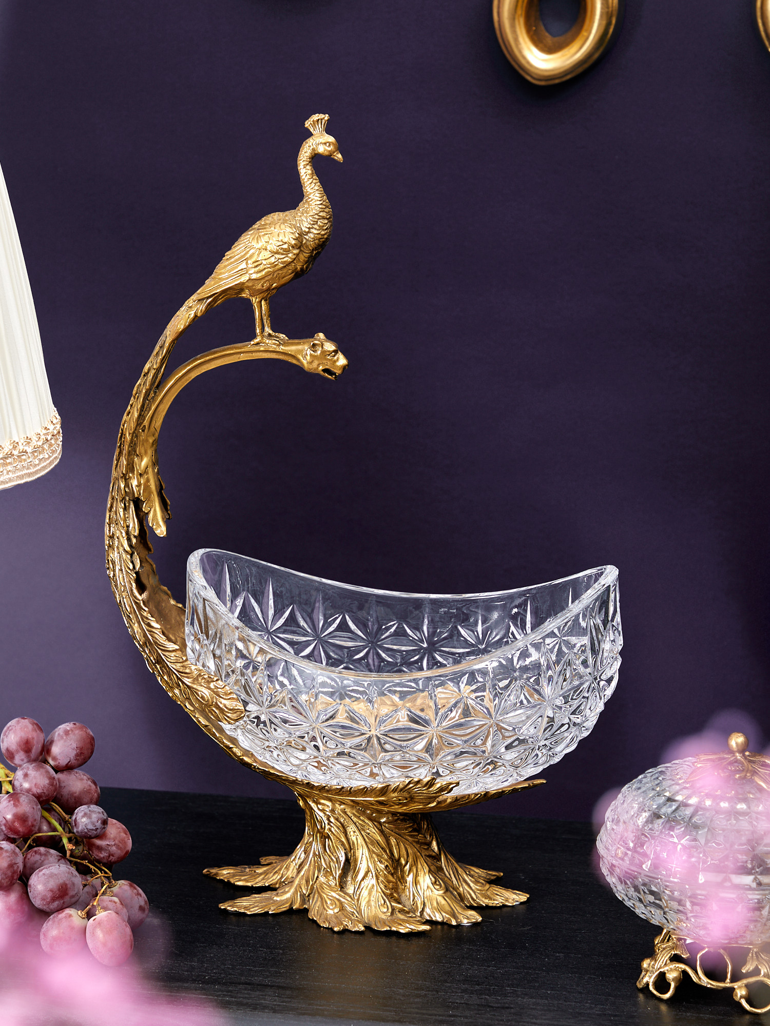 Чаша съемная на бронзовом павлине Glasar HGL378/GLASS