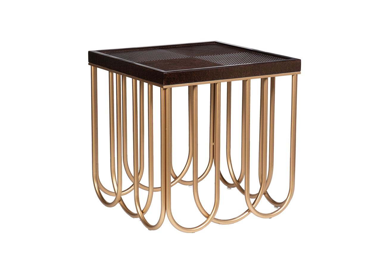 Столик журнальный квадратный вишнево-золотой Garda Decor ART-2706-ET