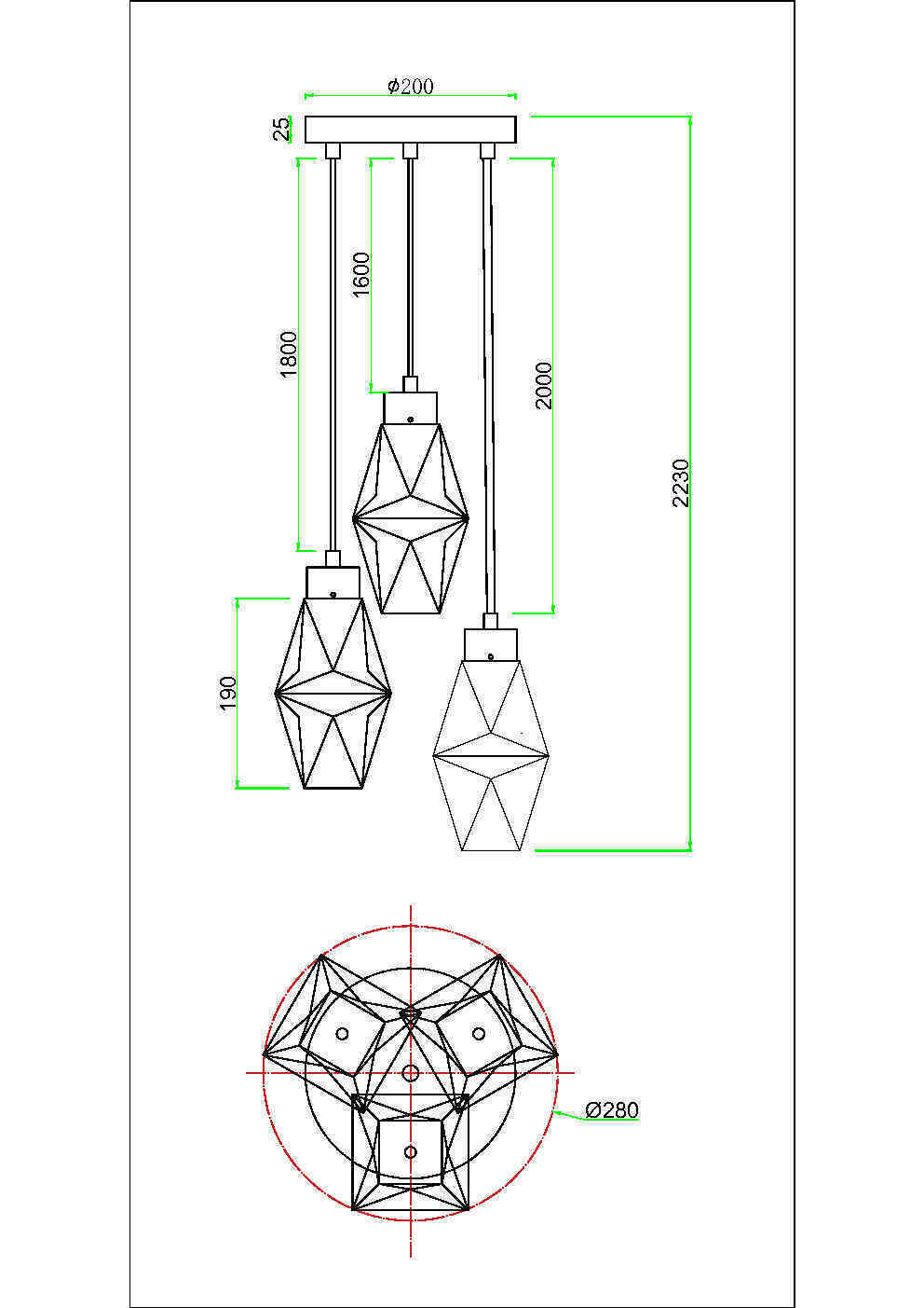 Подвесной светильник Maytoni MOD325PL-03G