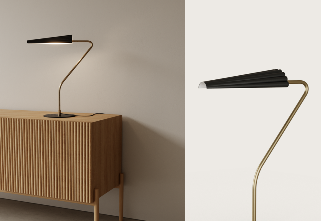 Настольная лампа Bion золотая с черным абажуром Aromas del Campo