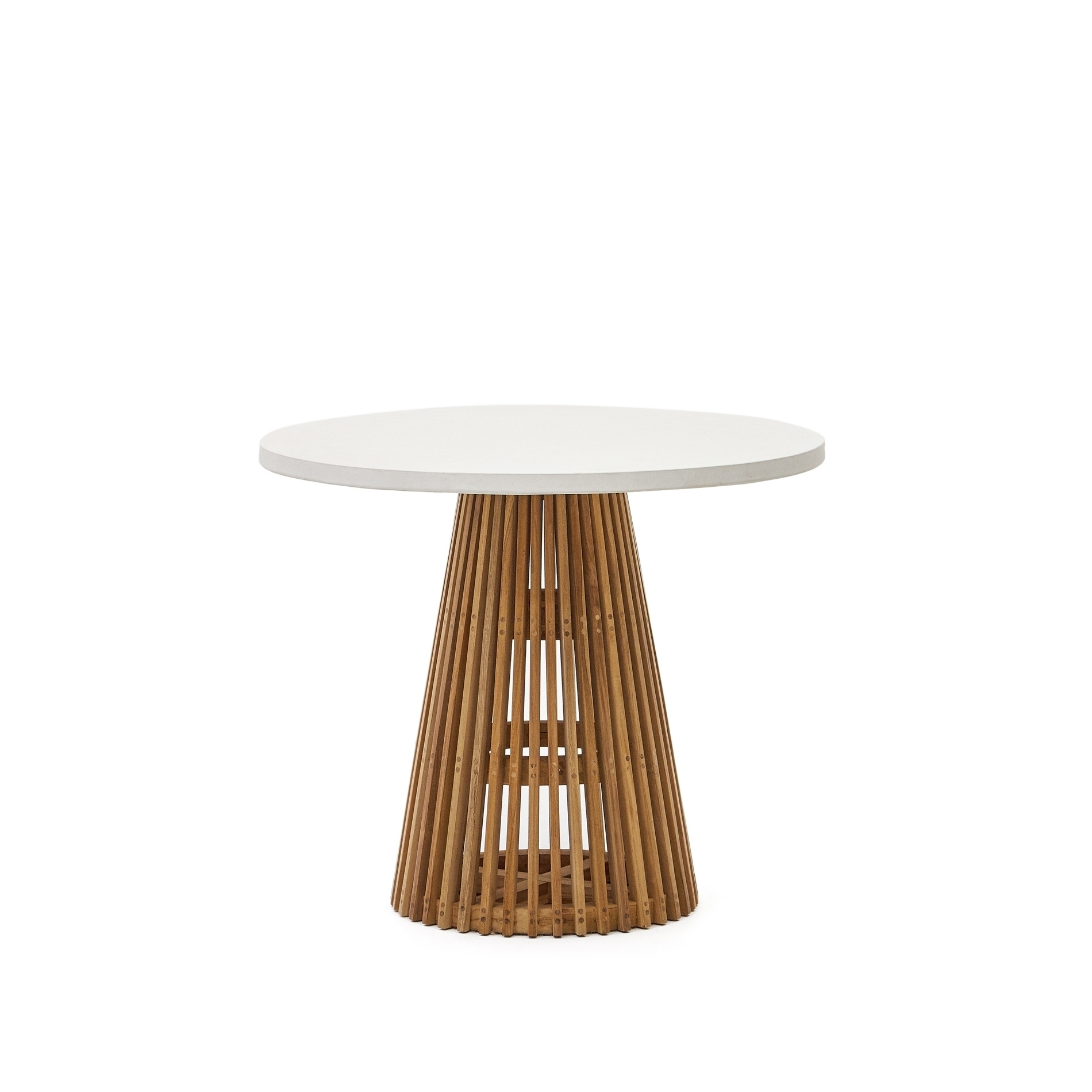 Alcaufar Круглый уличный стол из массива тикового дерева и белого цемента Ø 90 см La Forma (ex Julia Grup)
