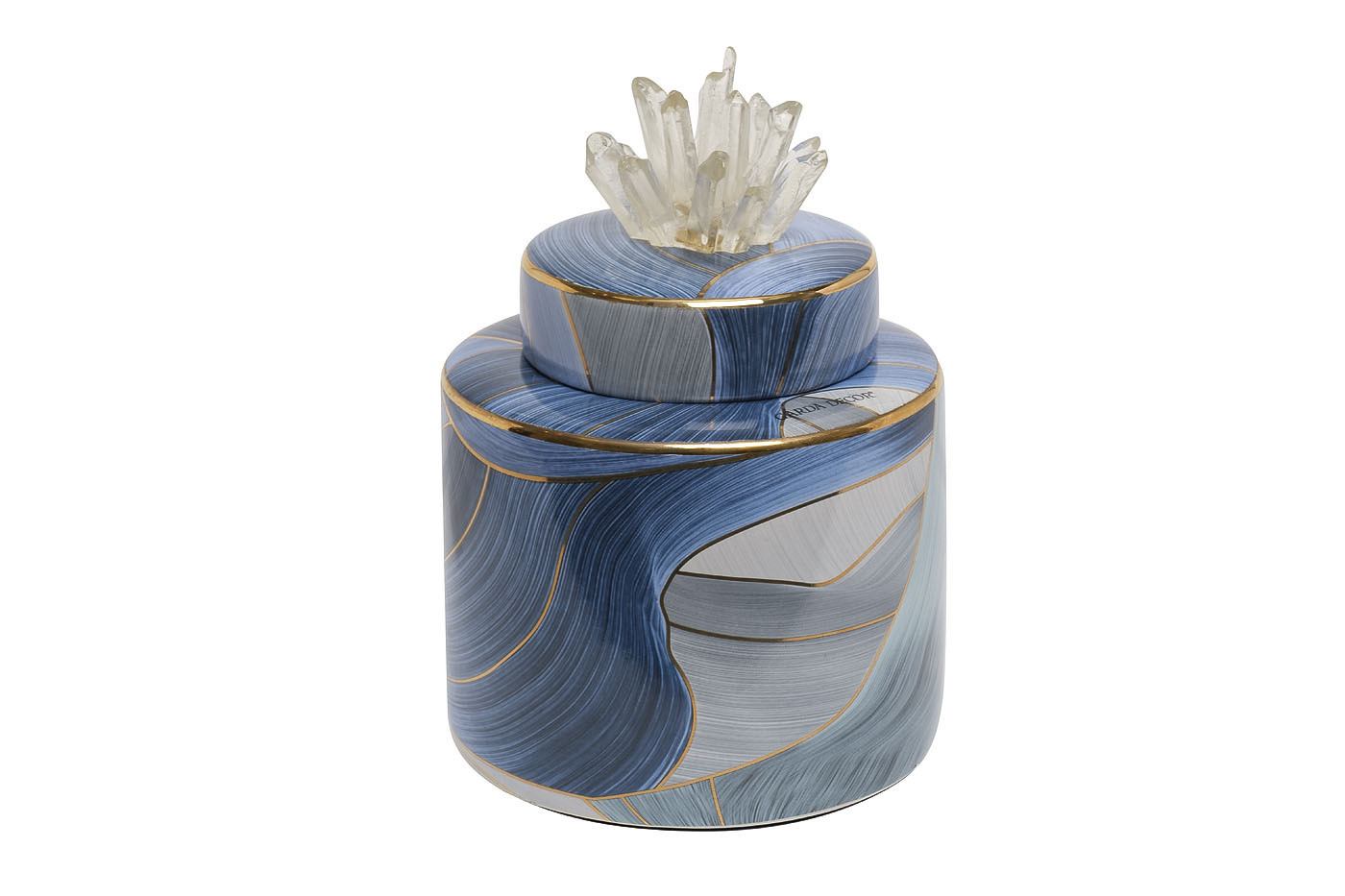 Ваза керамическая с крышкой голубая с золотом Garda Decor 55RD4536S
