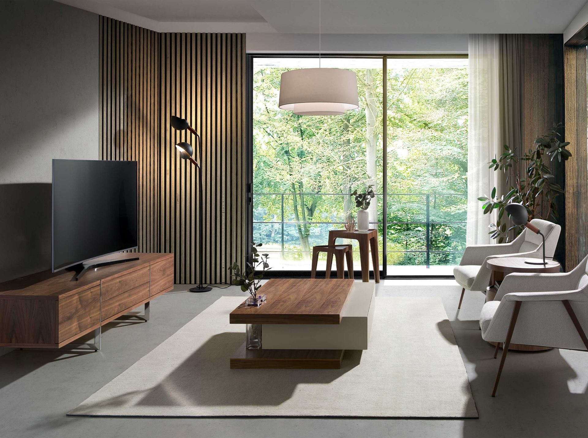 Журнальный столик 2105/HE-CT140 из орехового дерева и дымчатого МДФ Angel Cerda