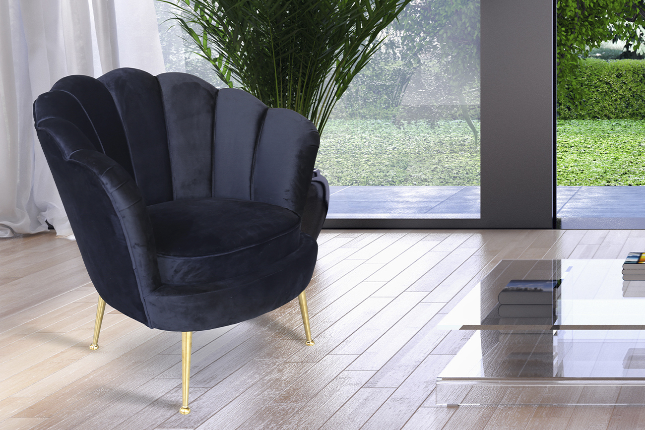 Кресло велюровое черное Garda Decor 87YY-1907 BLK