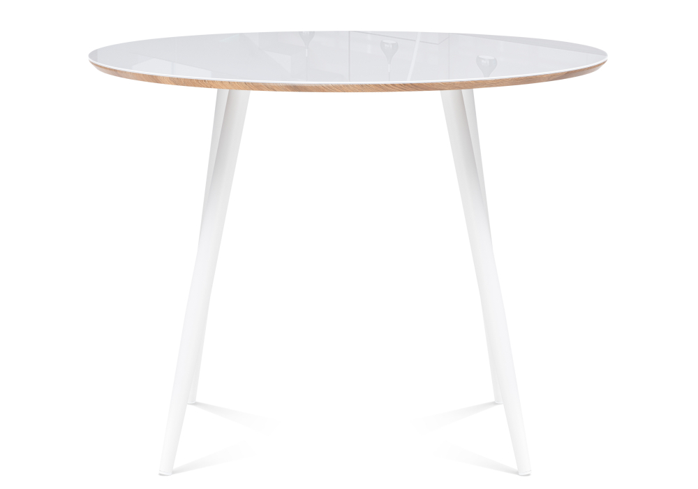 Стол стеклянный Woodville Абилин 100 ультра белое стекло / дуб вотан / белый матовый 516542