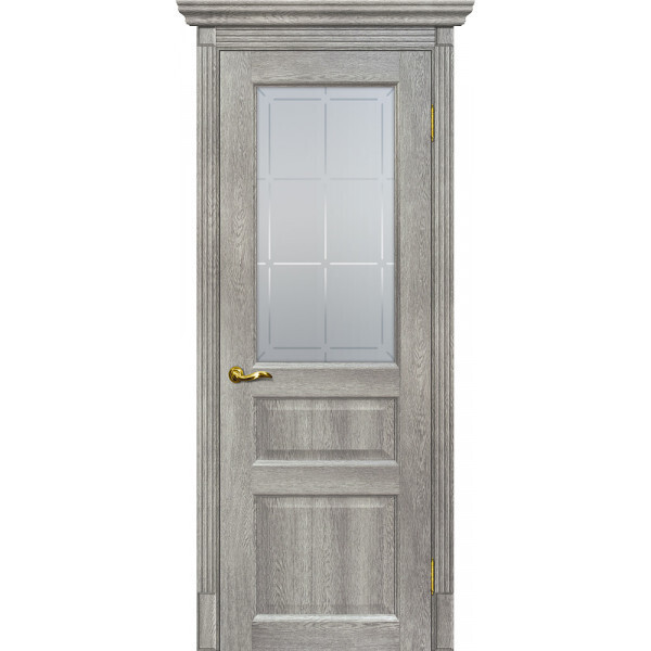 Межкомнатная дверь Graf Тоскана-2 Сатинат, контурный полимер б-цв. рис. Решетка Чиаро гриджио (2000 х 600)