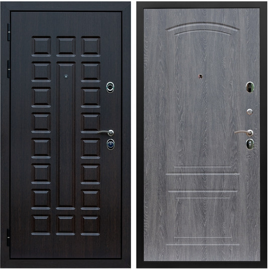 Дверь входная Graf Люксор 3К Шагрень черная / МДФ 6 мм ФЛ-138 Дуб Филадельфия графит