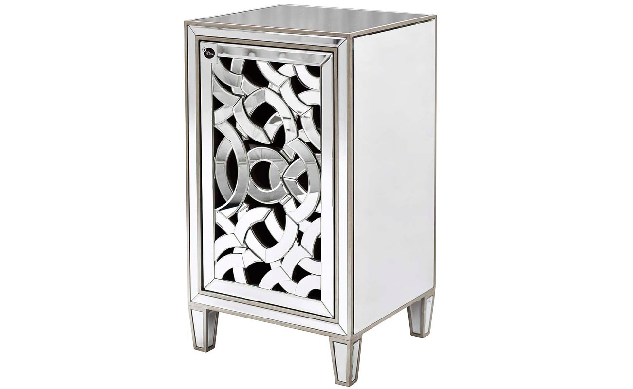 Тумбочка зеркальная с правосторонней дверью Garda Decor KFC973