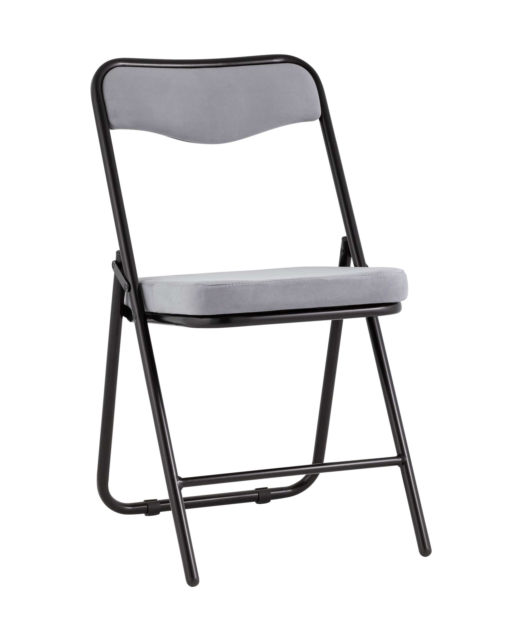 Складной стул Джонни велюр серый каркас черный матовый Stool Group