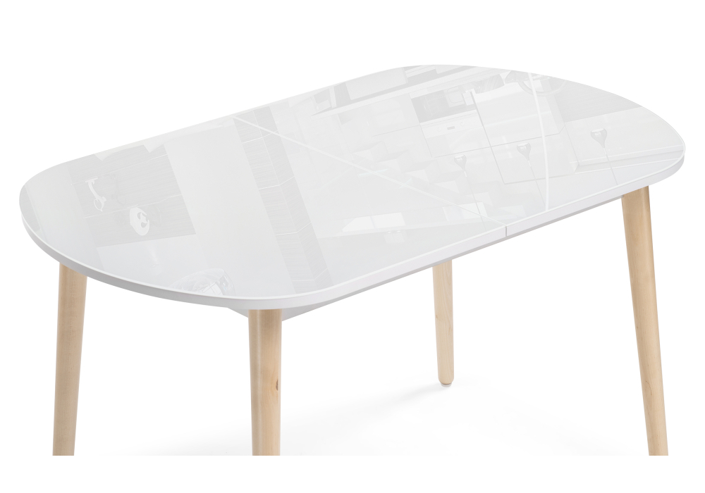 Стол стеклянный Woodville Клэйтон 130 белый / бук 379009