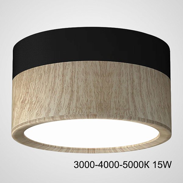 Точечный светильник FOG WOOD D14,5 Black Трехцветный свет 15W by ImperiumLoft
