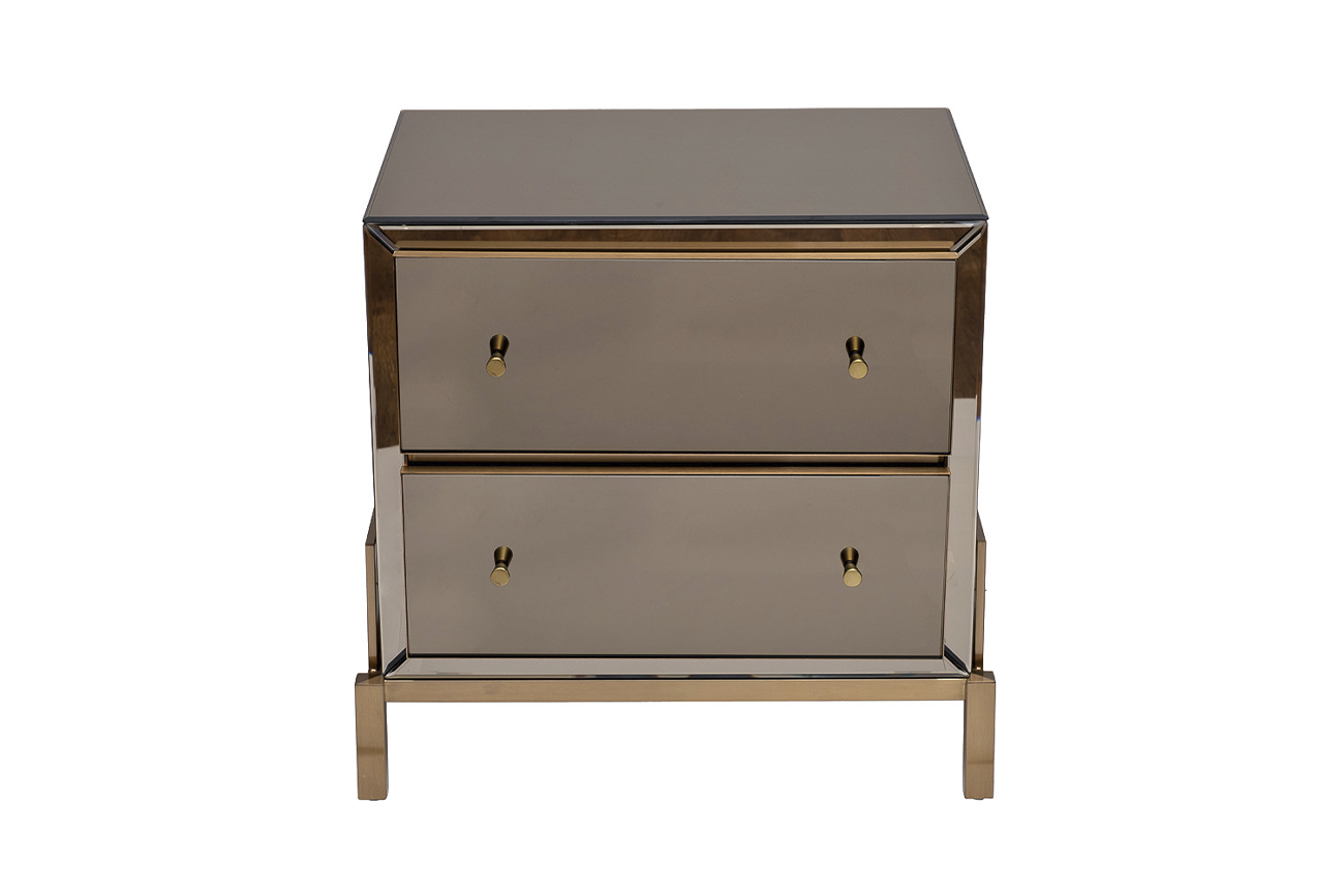 Тумбочка с 2мя ящиками зеркальная/золото Garda Decor KFG170