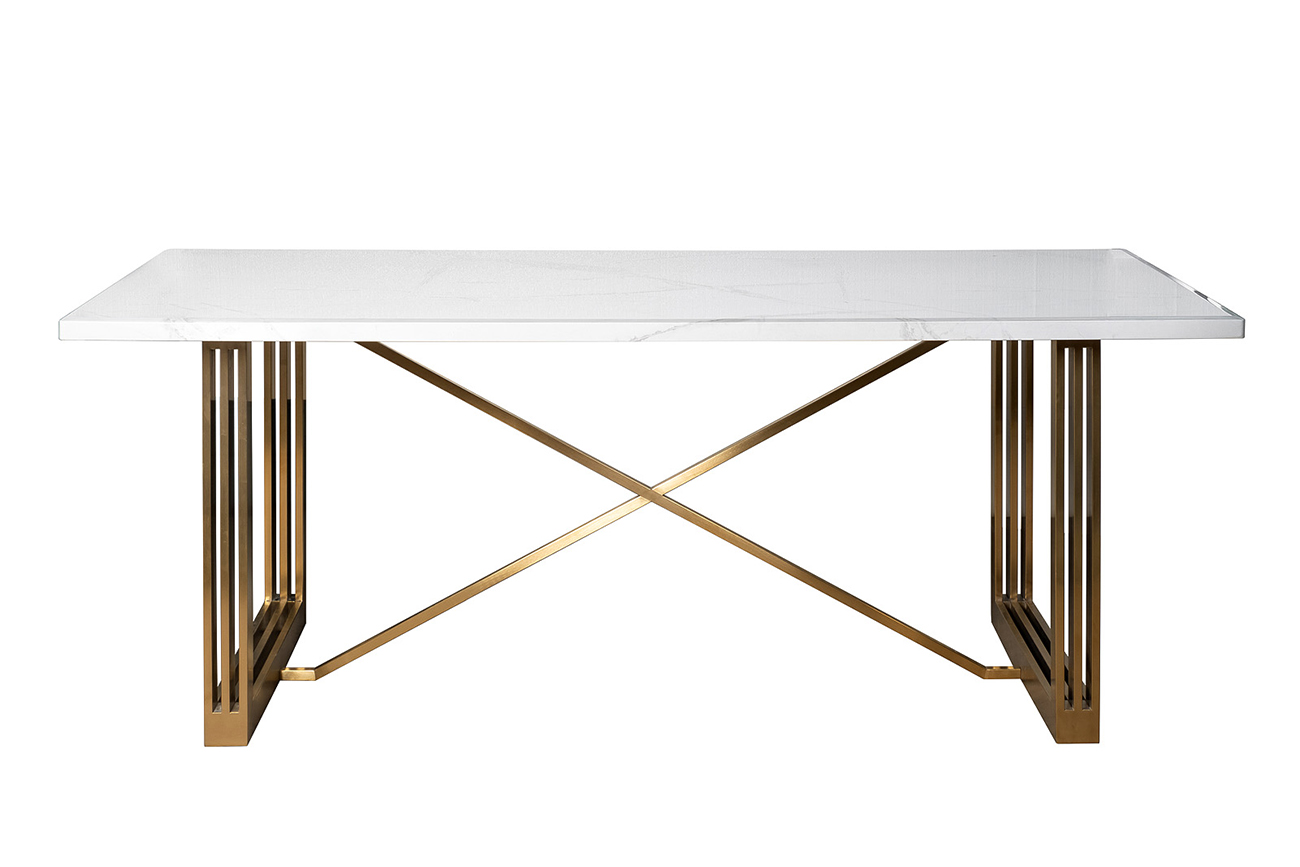 Стол обеденный прямоугольный белый/золото Garda Decor 30F-14780