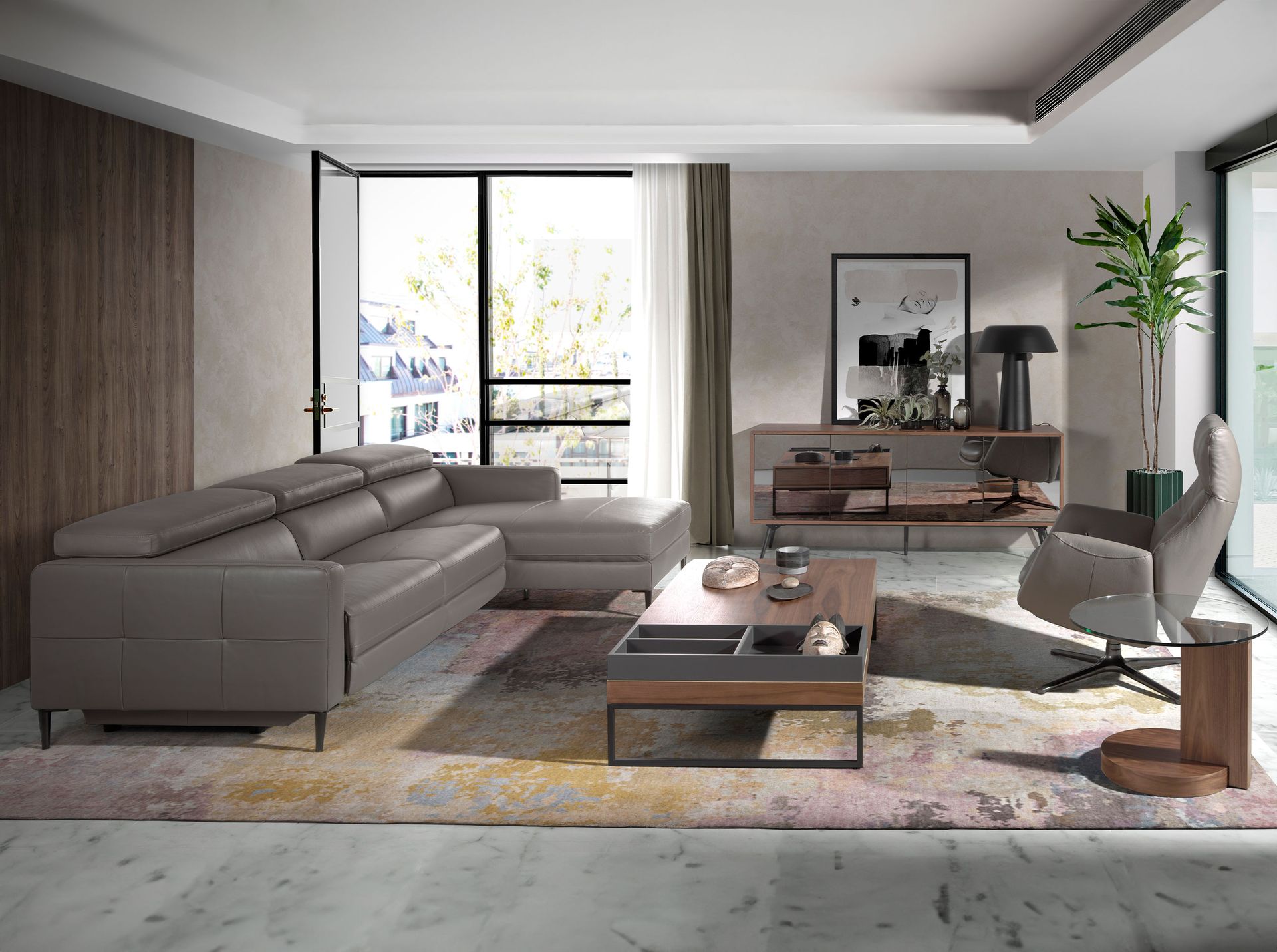 Вращающееся кресло 5092/KF-A001-M5655 кожаное с откидной спинкой Angel Cerda