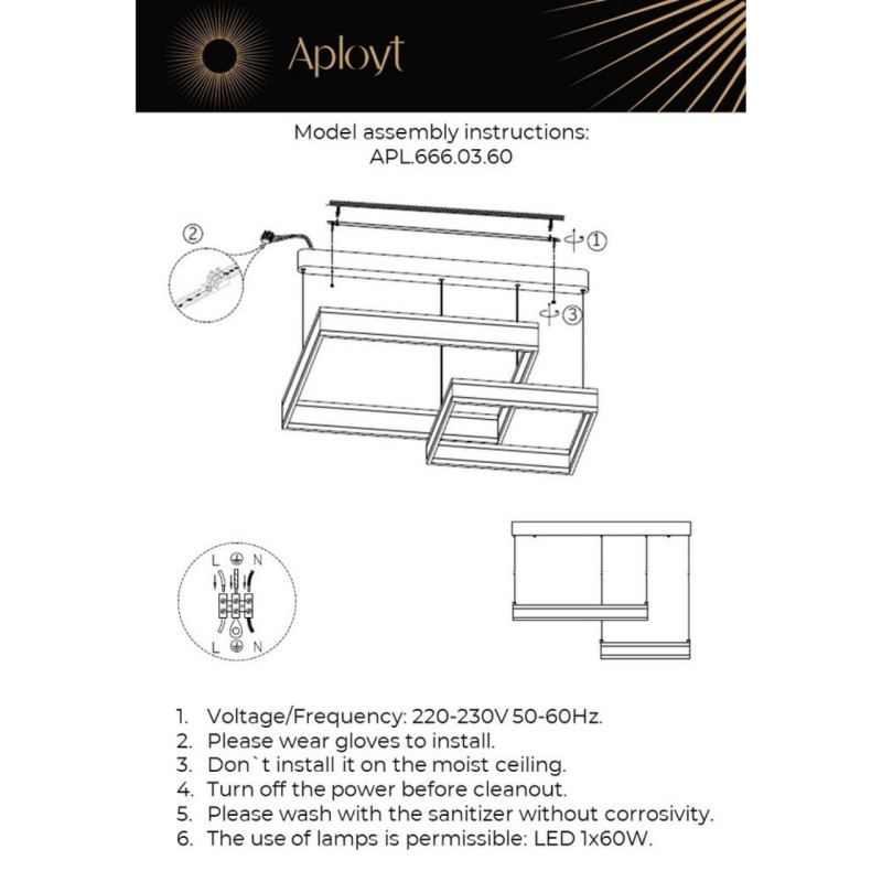 Подвесная люстра APLOYT APL.666.03.60