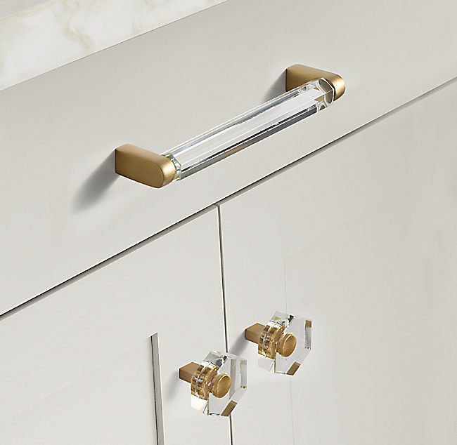 Ручка-скоба Restoration Hardware Lambeth Crystal Hex. L.20.3 Lac.Burnished Brass