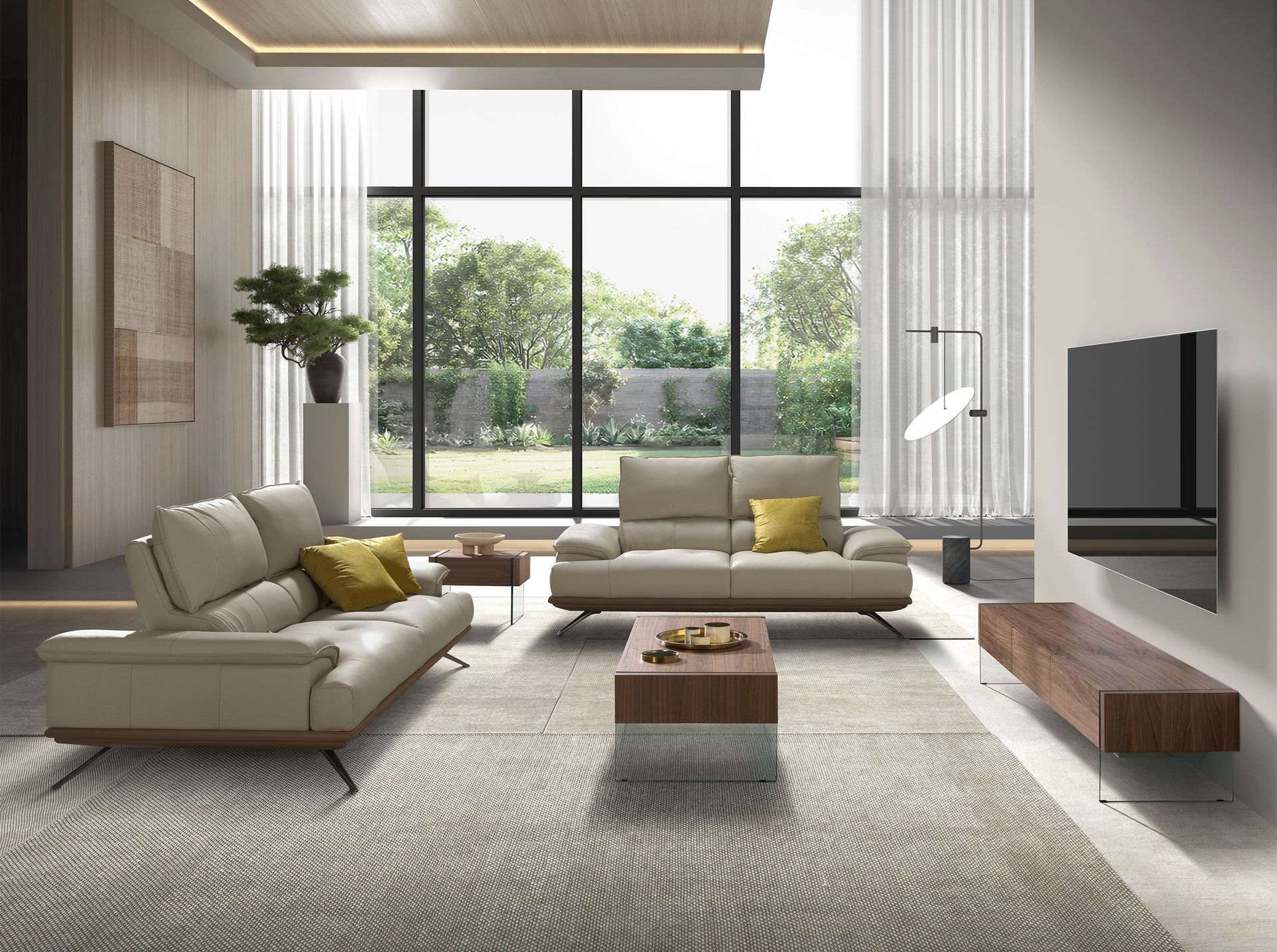 3-местный диван из серо-коричневой кожи, модель 6247 Angel Cerda